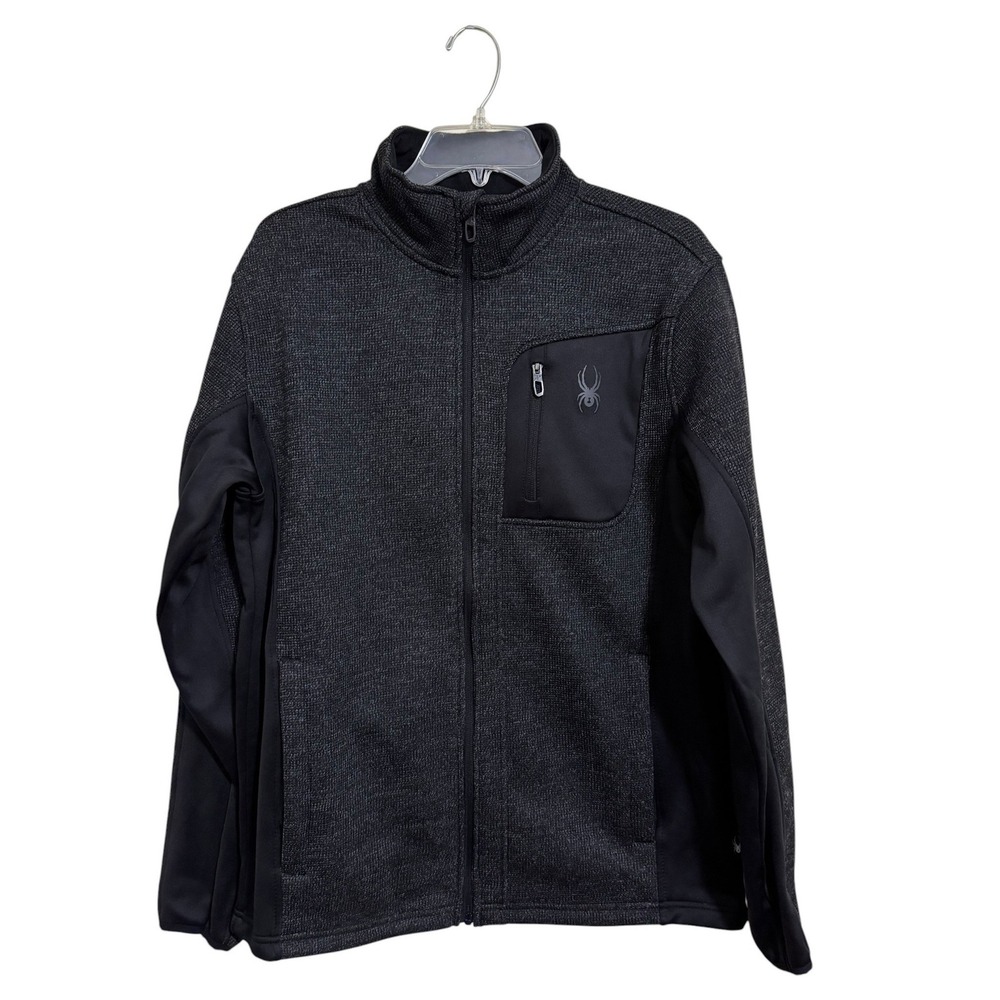 Spyder Mens Sz M Full Zip Jacket Activewear Black Zippered Pockets